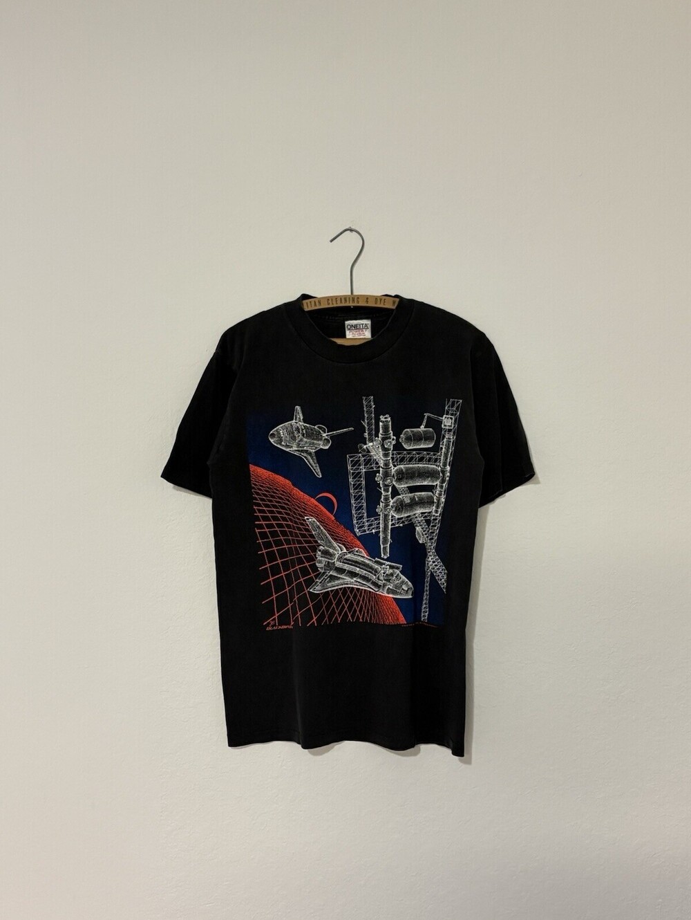 Vintage 1986 NASA Space Shuttle Air Force Geometric Architecture Shirt Size L